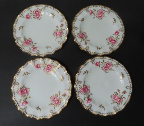 4 Royal Crown Derby Royal Pinxton Roses 8" Salad / Dessert Plates - Unused