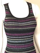 NEW DRESS Black Purple Sweater Dress Sheath Party Stretchy Metallic Size Small