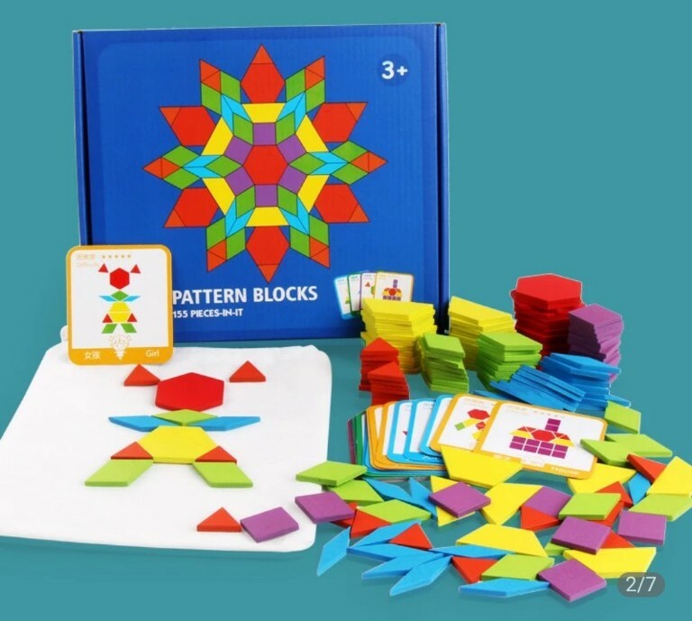Kreatives Lernspiel Kinder Legespiel Puzzle Formen aus Holz mit Säckchen