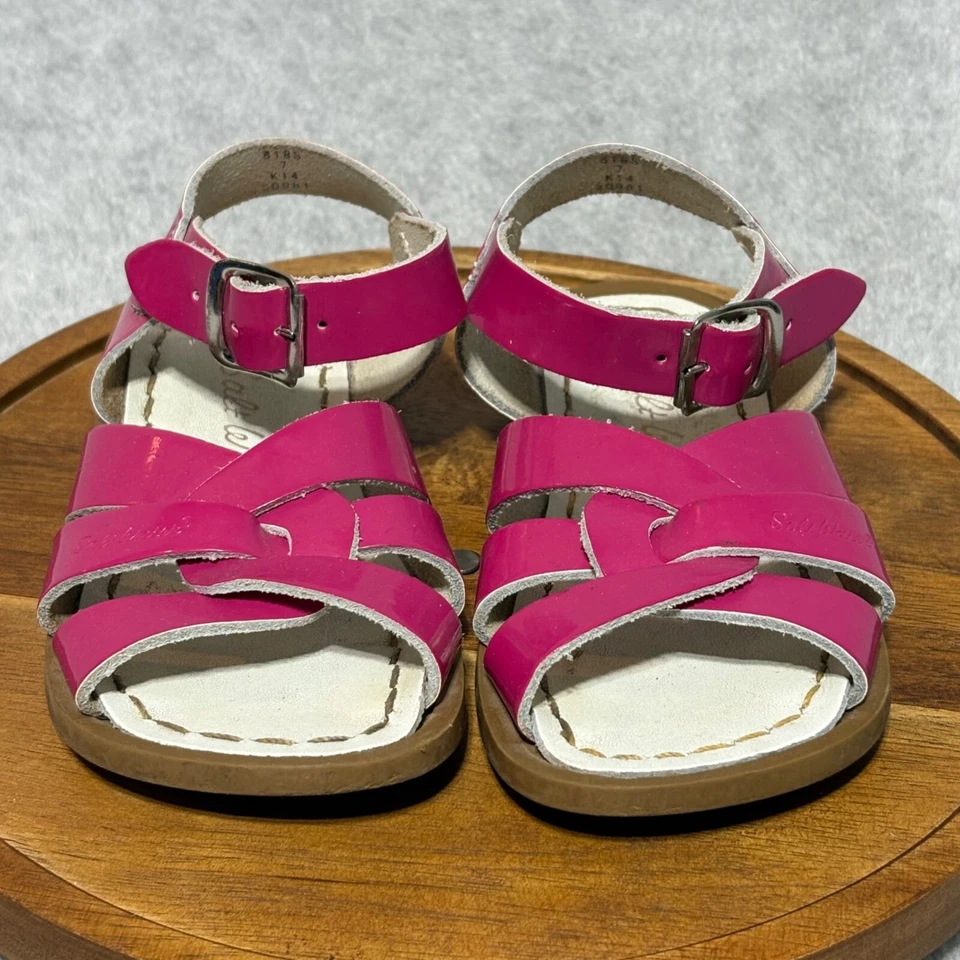 Salt Water Sandals Toddler 7 Pink Girls Leather Adjustable Buckle Straps Rubber - Image 4 of 4