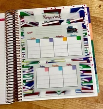Weekly Homework Planner 2 Sided Dashboard Insert for use with Erin Condren Plan