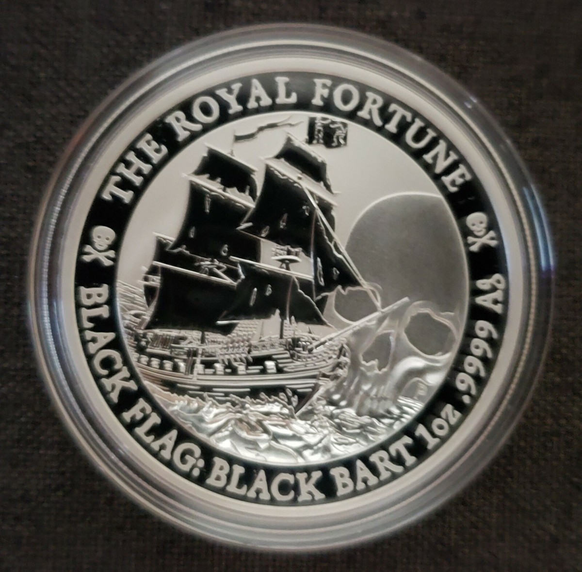 2020 Tuvalu 1oz Silver Black Flag The Royal Fortune Black Bart