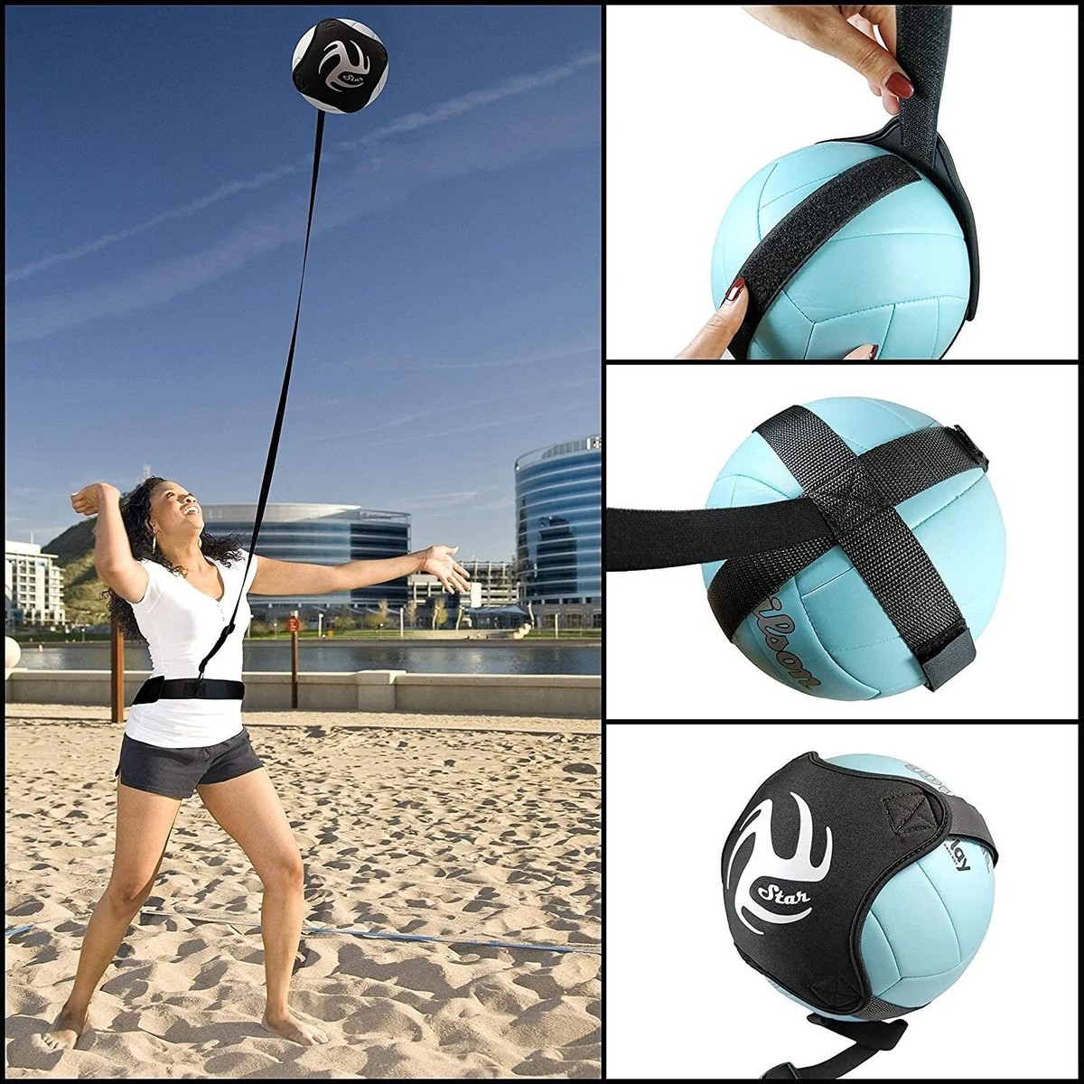 Kit D’entraînement Volley-ball Avec Bande De Résistance Réglable – Pour Smashs Et Services, Avec Ballon, Rose