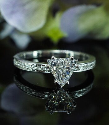 Designer Natalie K Diamond Trillion Trilliant Engagement Ring 14K White  Gold