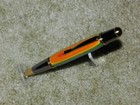 Rainbow Pride Candy Stripe Long Body Twist Pen with Gold & Chrome Finish, Bl Ink — photo 2