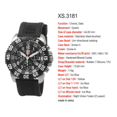 Genuine Luminox XS.3181 Mens Sport Watch Quartz Navy Seal