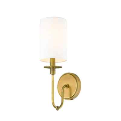 Z-Lite 1-Light Rubbed Brass Wall Sconce with White Fabric Shade