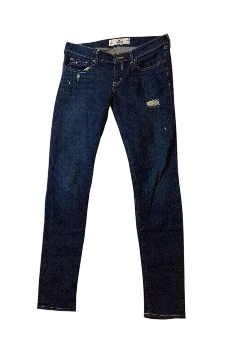 Hollister Jeans Low Rise Skinny Jeans Juniors Size 7R Distressed Stretch Blue-image