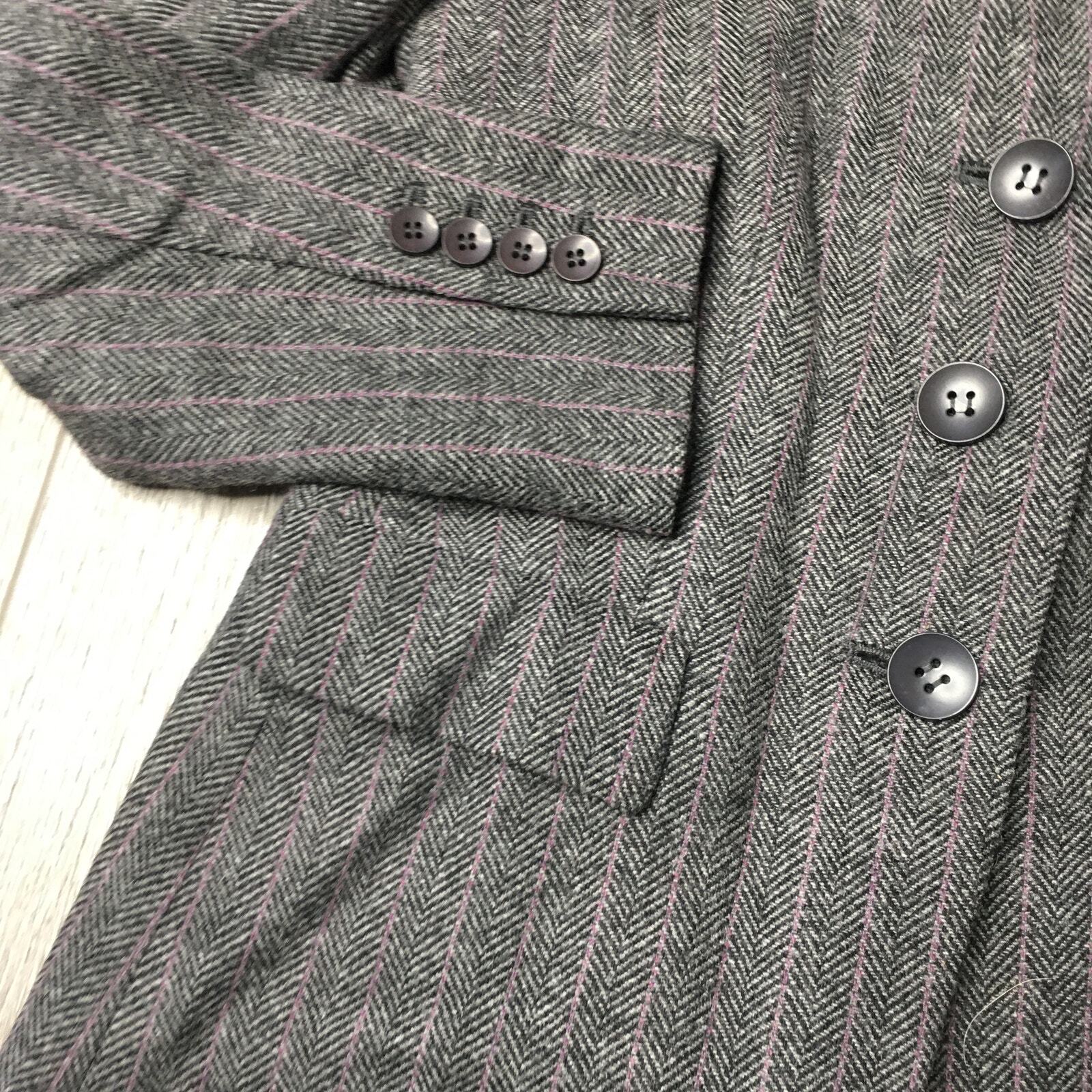 Talbots Single Breasted Lined Herringbone Wool Bl… - image 5