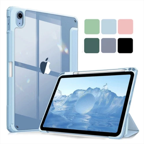 For iPad 11th 10th 9th 8/ 7th Gen & A16 Clear Back Shockproof Case W/Pencil Slot