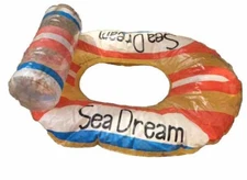 Vtg SEA DREAM Pool Beach Tube Float Red Yellow Retro 29.5 X 21.5” Has Leak *read