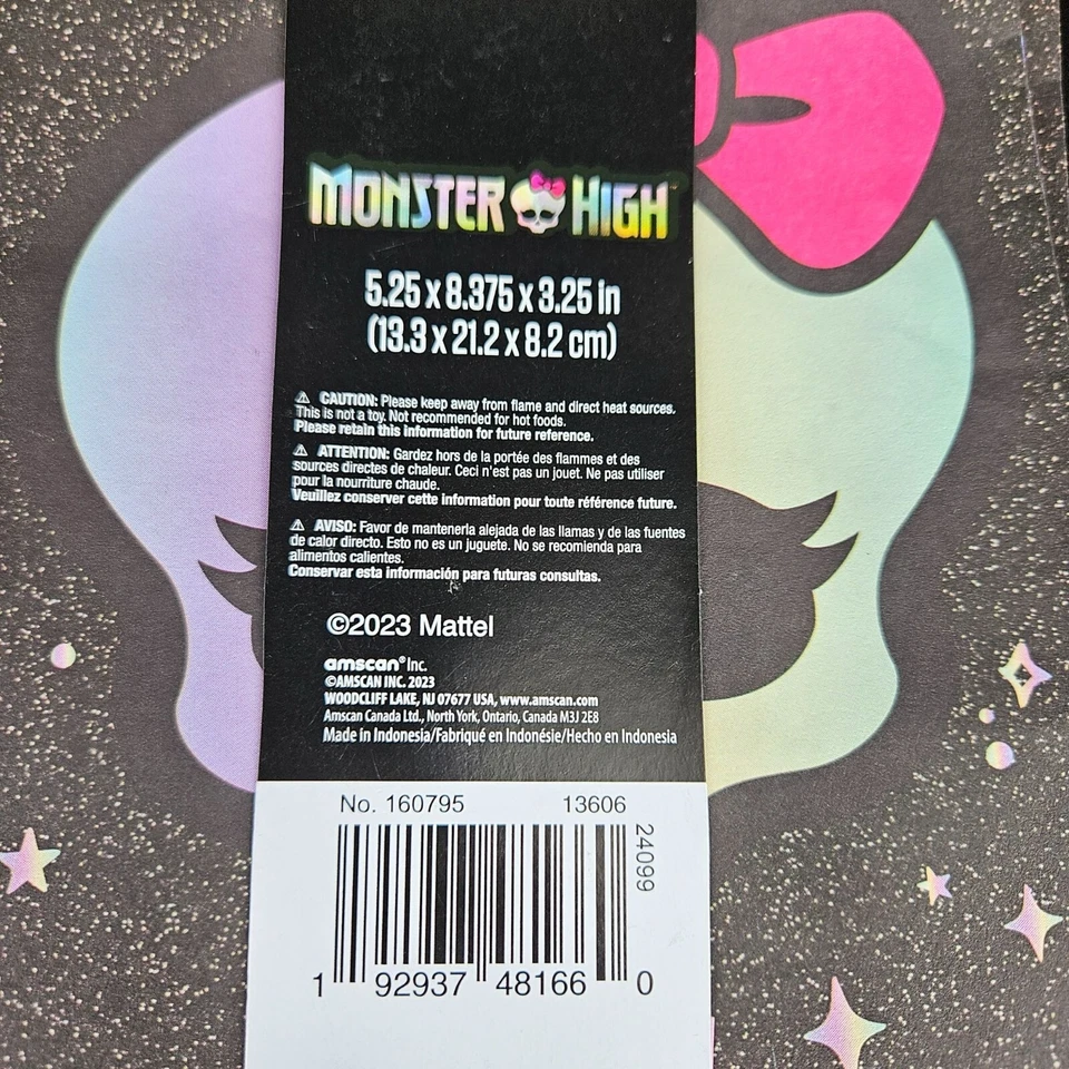 Monster High Party Supplies Set 8 Gift Kraft Bags Plates 16 Napkins NEW - Image 4 of 4