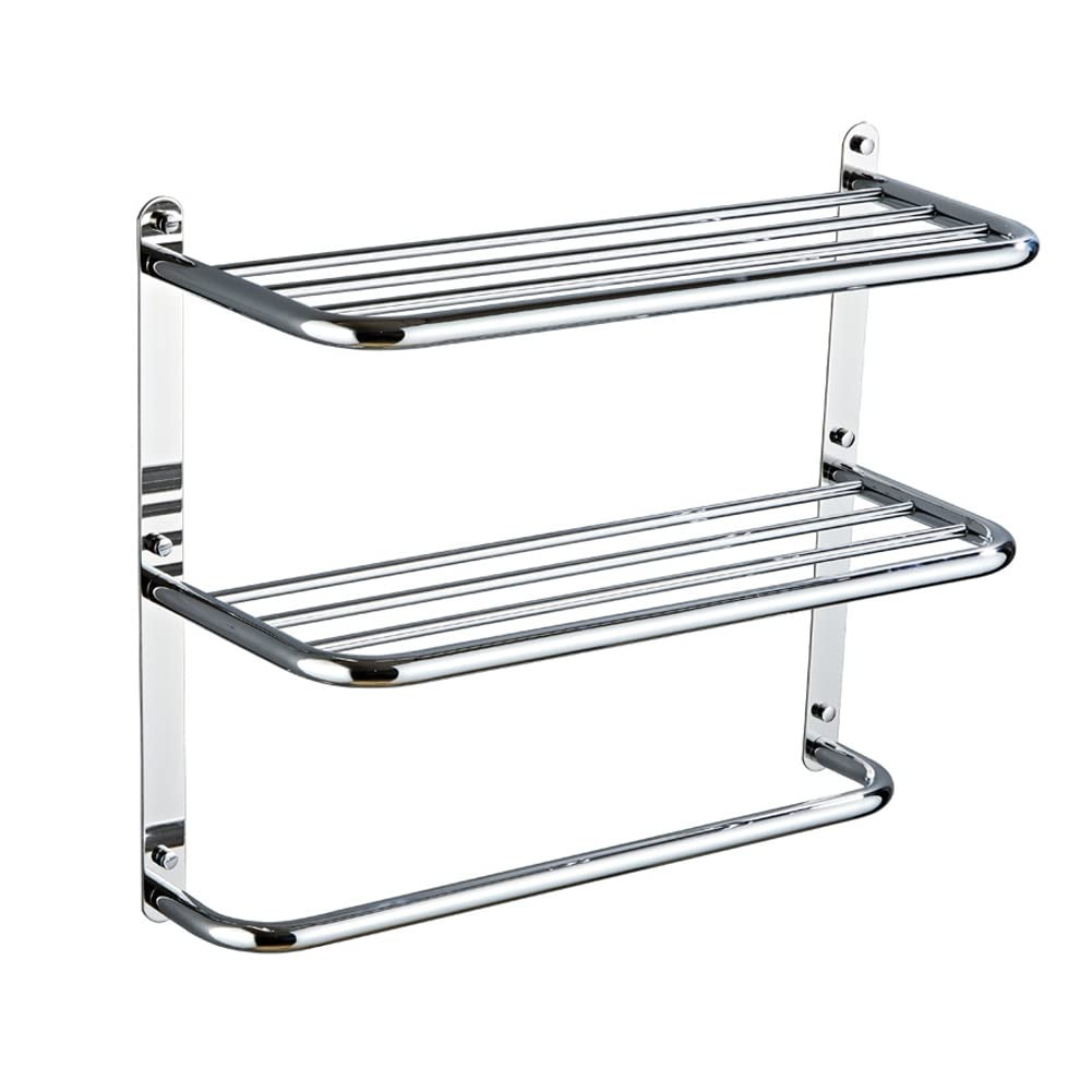 2-Tier Towel Rack Floating Shelf with Towel Bar, 24-Inch W x 8.25-Inch D Bath...