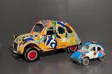 2 St&uuml;ck Citroen 2 CV Ente als Blechauto handgefertigt