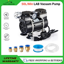 50L/min Silent Oil-Free Piston Vacuum Pump Lab Oilless Pump for Laboratory, 180W