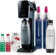 SodaStream ART Black | Value Bundle includes: 2x CO2, 2x Bottle & 2x Flavor