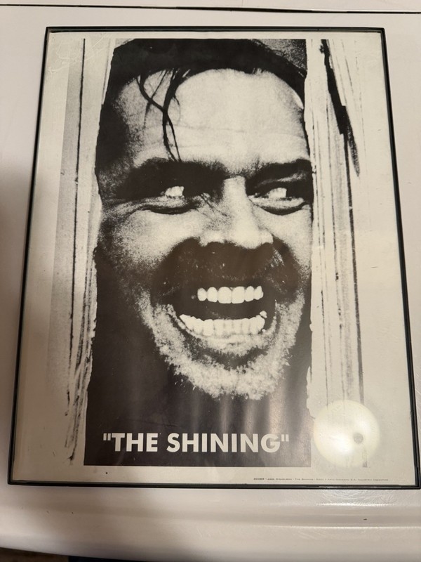 The Shining 23x33 Black & White Horror Movie Poster Art Framed Here’s Johnny!