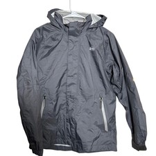 REI Co-op Kids Windbreaker Rain Jacket Gray Hooded Waterproof Shell XL 18