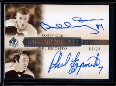 2020-21 UD SP Authentic Immortal Ink Duals Auto Bobby Orr - Phil Esposito /10