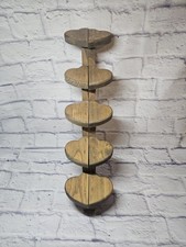 Vtg Solid Wood Handmade Shelf PAIR with Staggered Heart Cut Out Shelves - 21.5"