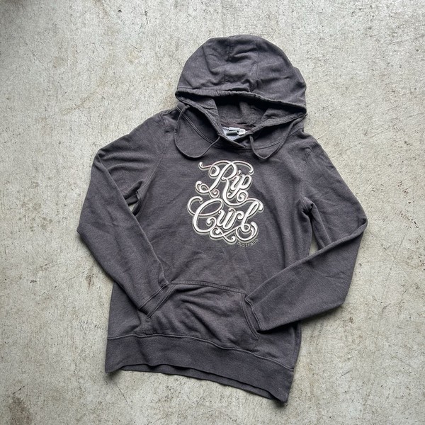 Ripcurl Vintage Brown Script Logo Graphic Hoodie Womens Sz 12