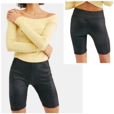 Free People Black Heatwave Faux Suede Bike Shorts Women's Small