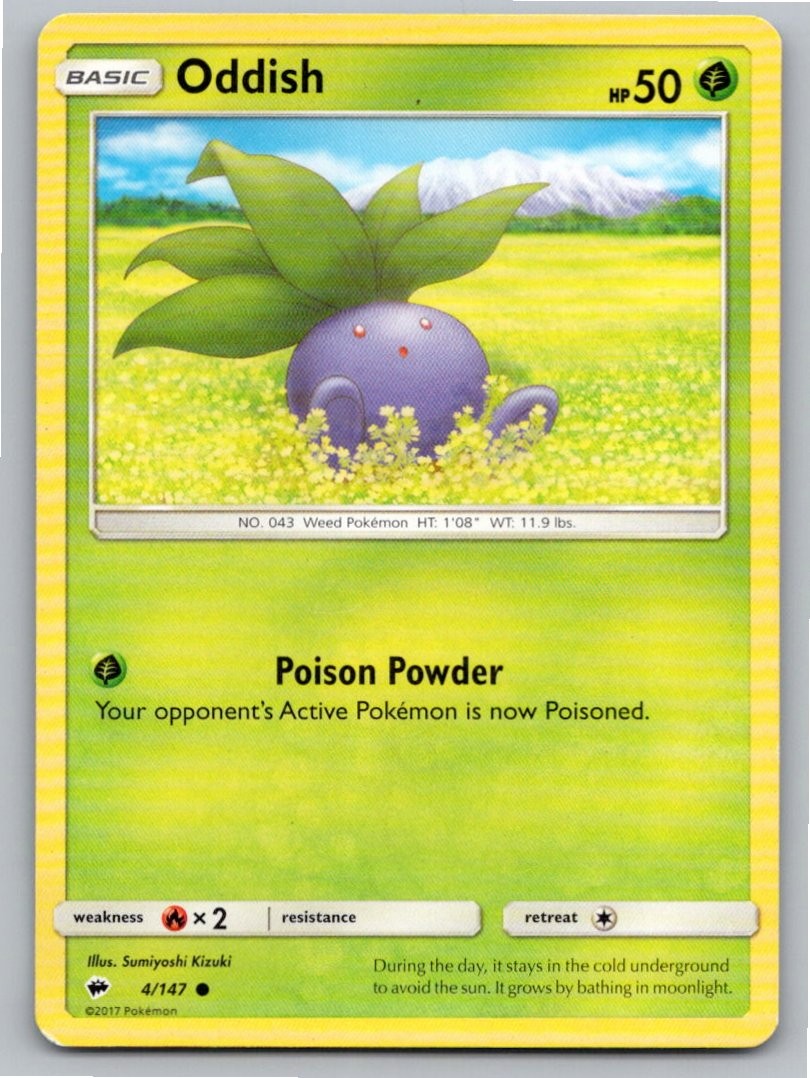 2017 POKEMON ODDISH BURNING SHADOWS 4/147 C LP A85952 FREE S&H