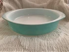 Vintage Pyrex 221 Turquoise 825” Round Casserole Baking Dish