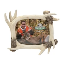 Rivers Edge Products 8x10 Picture Frame, Rustic Poly Resin Photo Frame, Antler