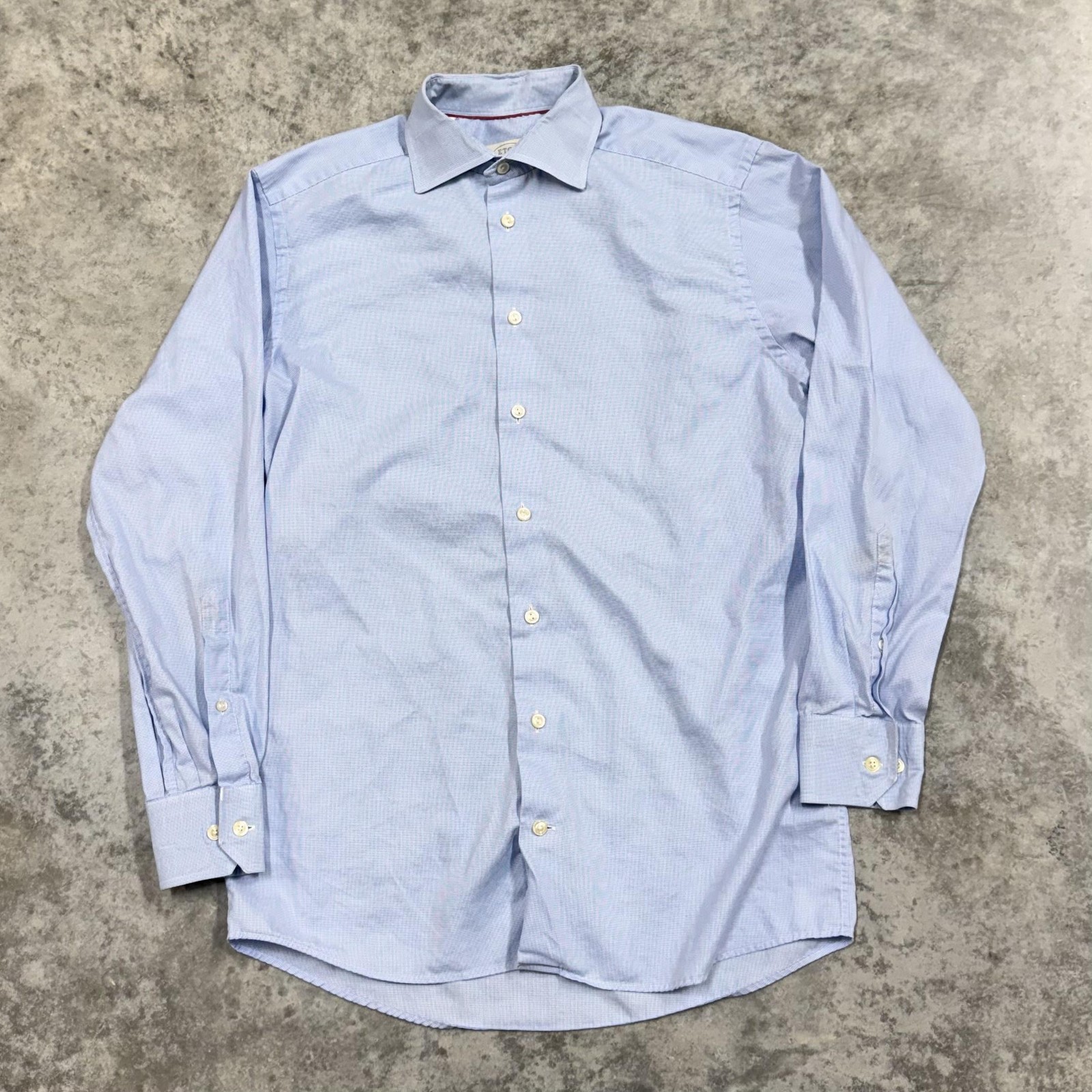 Eton Shirt Mens 15.5 39 Slim Blue Check Button Up Long Sleeve Business Dress