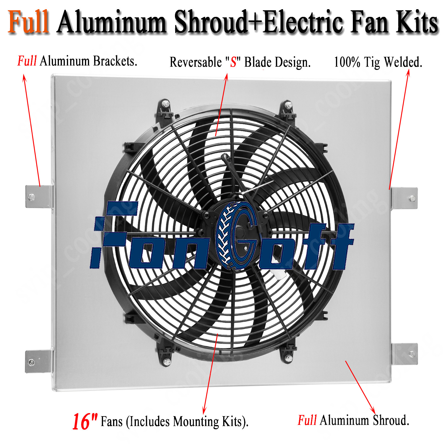 Aluminum Shroud+Fan Fits 2005-2010 Jeep Grand Cherokee/Commander V6 3.7L 4.7L V8