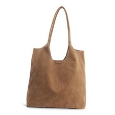 Soft Faux Suede Tote Bag for Women - Magnetic Closure Hobo Handbag, Casual Tan