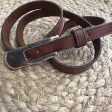 Skinny Brown Leather Belt - Size Small 25/26 Vintage Brown
