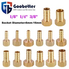 BSP Brass Female Thread Fitting x Barb Hose Tail End Connector 1/8" 1/4" 3/8"