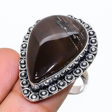 Natural Dendritic Opal Gemstone 925 Sterling Silver Jewelry Ring Size 8 US