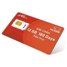 USA Data SIM Card 12GB 180Days 4G LTE - For Unlocked Security Cam/Trail Cam