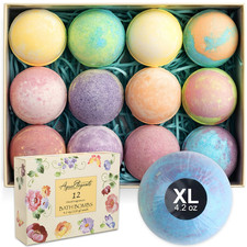 Flower Bath Bombs Gift Set Aqua Elegante - 12 Large Natural Bubble Bath Bombs