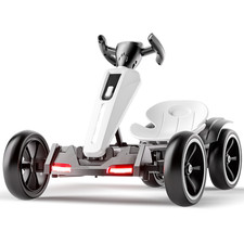 12V Electric Go Kart for Kids with Adjustable Seat Kids Pedal Go Kart, White