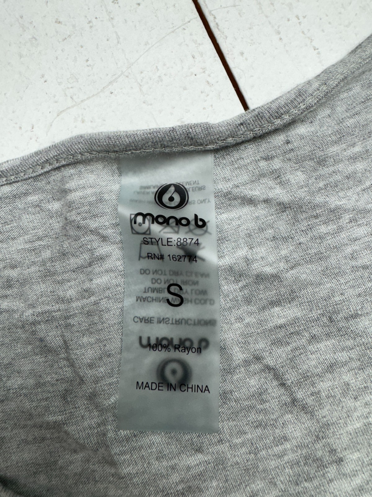 Mono B Solid Gray Basic Casual Short Sleeve T Shi… - image 3