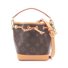 LOUIS VUITTON Nano Noé Monogram Handbag PVC Leather Brown 2-Way #RC1920