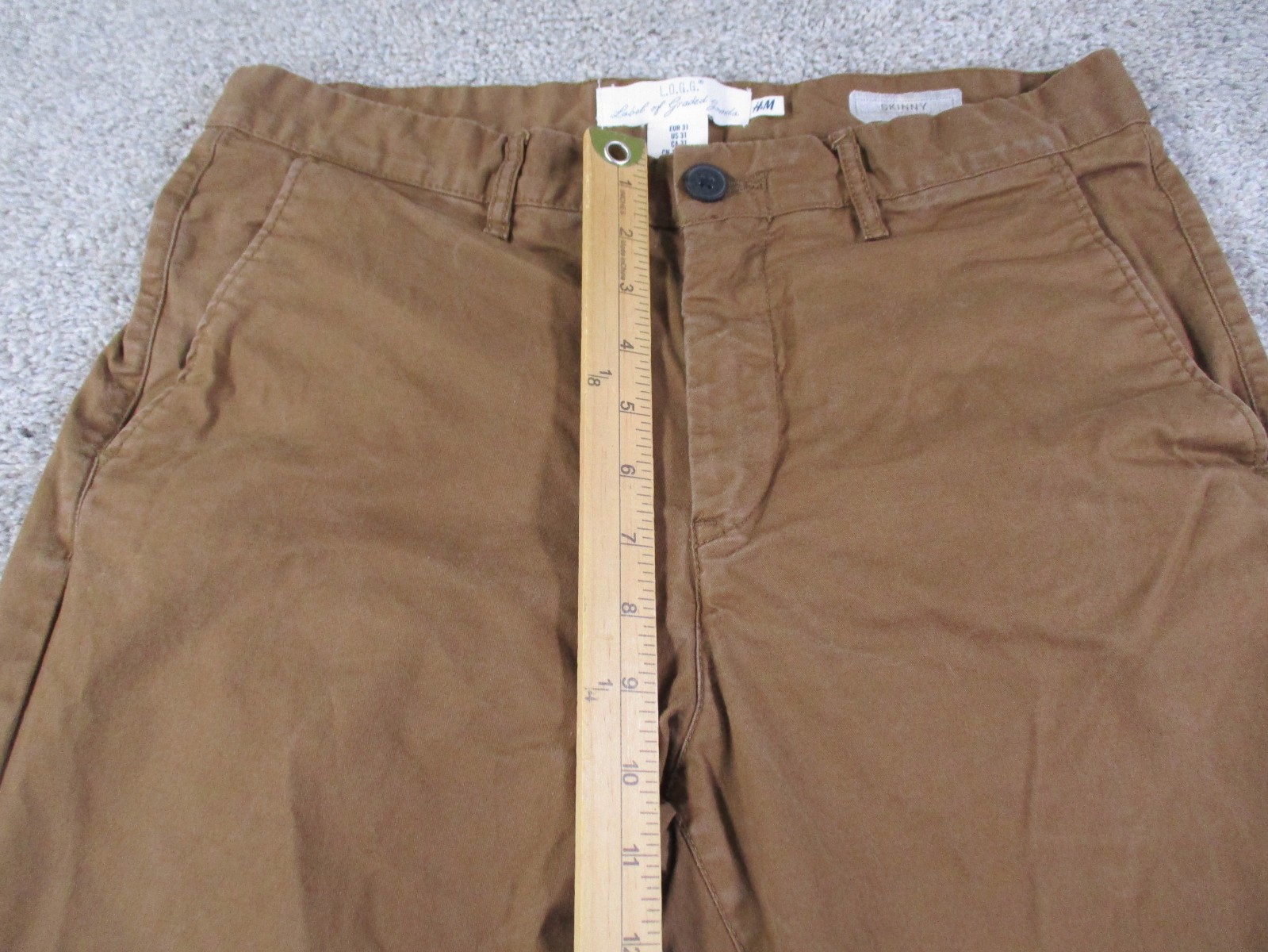 Label Of Graded Goods H&M Mens Dress Pants 31 Skinny Fit Brown Cotton Blend thumbnail 5