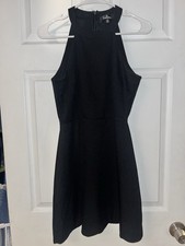LULUâS Black Halter Keyhole Fit & Flare Cocktail Mini Dress - Size M