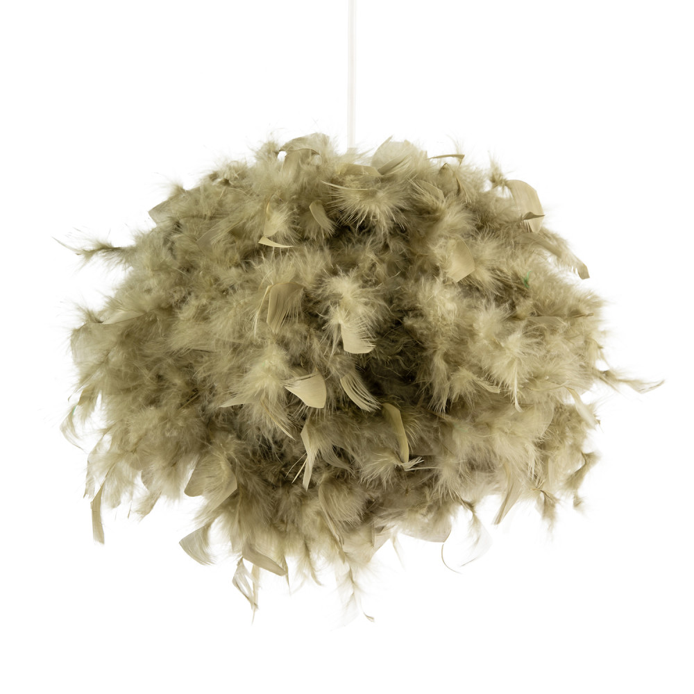 Eye-Catching and Modern Olive Green Feather Decorated Pendant Shade by Happy ...