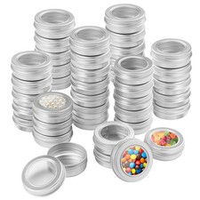 80 Pieces 1 oz Tin Cans W/ Clear Window Round Metal Screw Top Jars