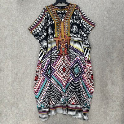 Goddess by Winlar Satin Kaftan Tunic Dress One Size Fits Most African Tribal