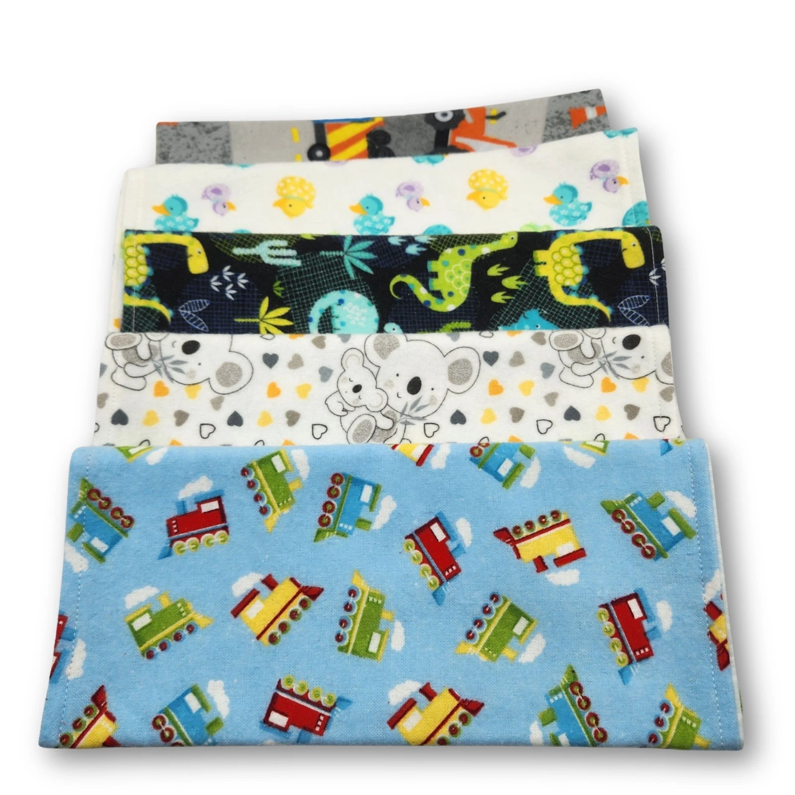Set of 5 Newborn Infant Boy Handmade Flannel Burp Cloths Baby Shower Gift Ideas