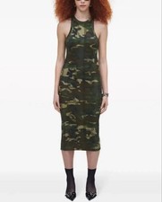 Marc Jacobs Cotton Knit Camouflage Dress Khaki Brown Size M MJ1225220