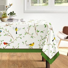Spring Summer Bird Branch Tablecloth 84 x 60 Rectangular ,