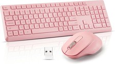 Wireless Keyboard and Mouse Combo, 2.4 GHz Full-Sized Pink