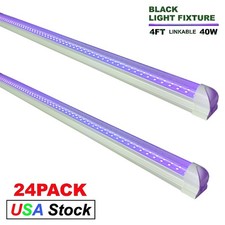 24 Pack 4Ft UV Black Light Bar Led 40W , T8 Integrated Bulbs Linkable Fixture